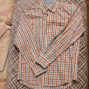Men's Orange and Blue Checkered Casual Shirt